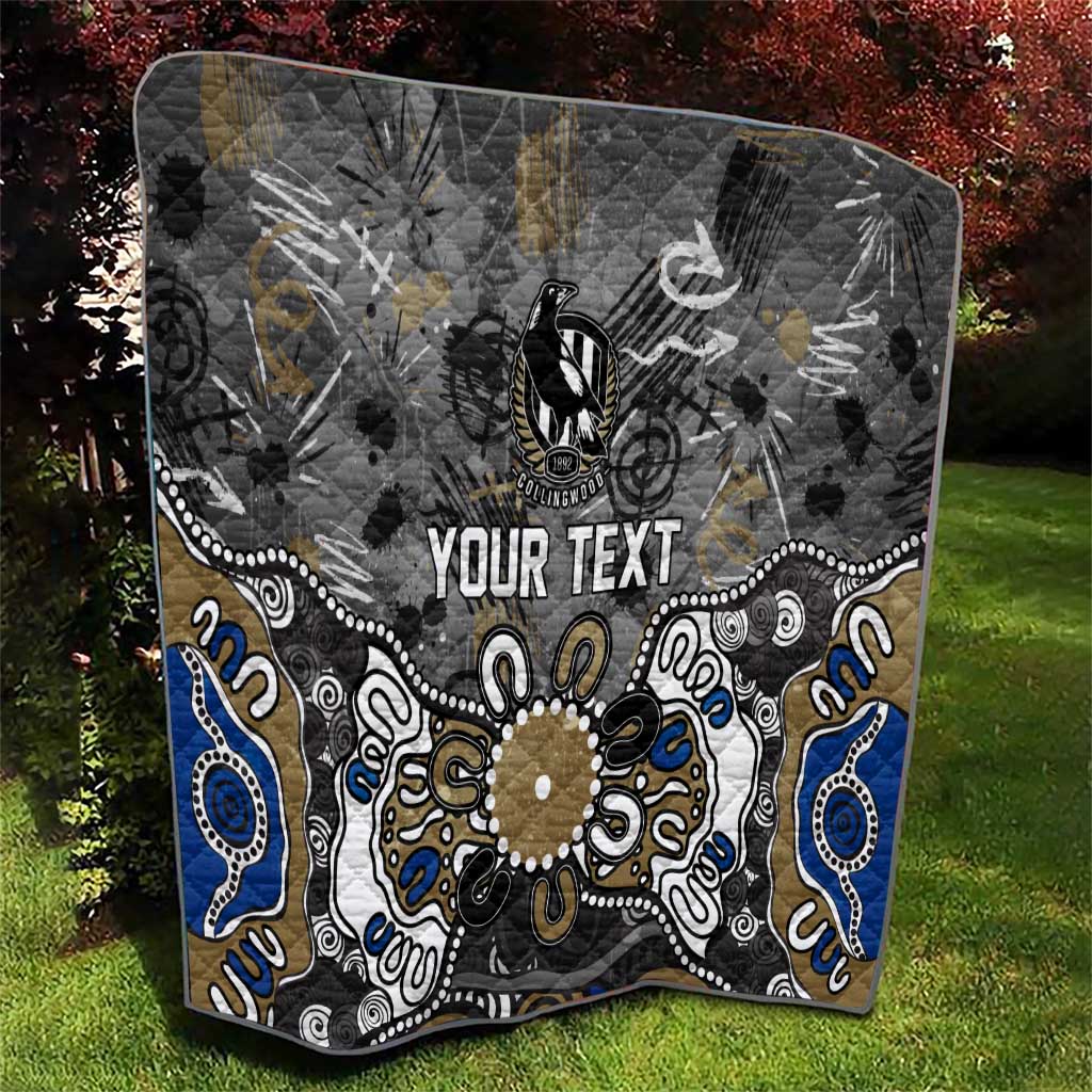 Personalized Collingwood Magpies Quilt Aboriginal Dot Painting Graffiti Style