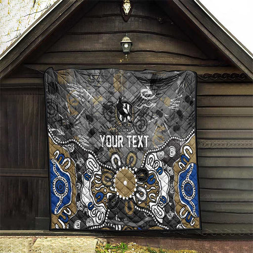 Personalized Collingwood Magpies Quilt Aboriginal Dot Painting Graffiti Style