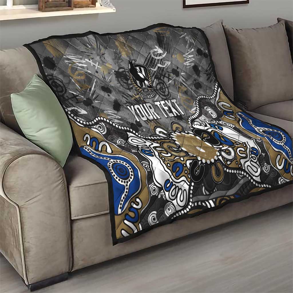 Personalized Collingwood Magpies Quilt Aboriginal Dot Painting Graffiti Style