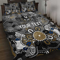 Personalized Collingwood Magpies Quilt Bed Set Aboriginal Dot Painting Graffiti Style
