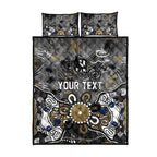 Personalized Collingwood Magpies Quilt Bed Set Aboriginal Dot Painting Graffiti Style