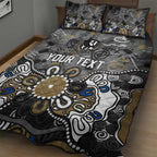 Personalized Collingwood Magpies Quilt Bed Set Aboriginal Dot Painting Graffiti Style