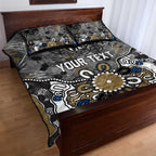 Personalized Collingwood Magpies Quilt Bed Set Aboriginal Dot Painting Graffiti Style