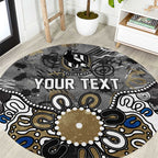 Personalized Collingwood Magpies Round Carpet Aboriginal Dot Painting Graffiti Style