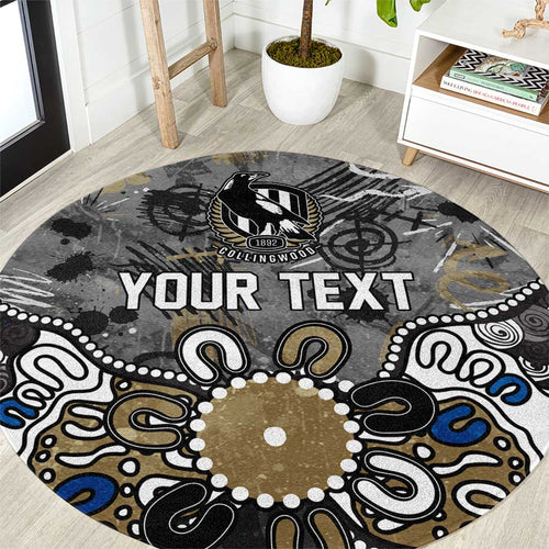 Personalized Collingwood Magpies Round Carpet Aboriginal Dot Painting Graffiti Style