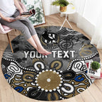 Personalized Collingwood Magpies Round Carpet Aboriginal Dot Painting Graffiti Style