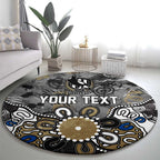 Personalized Collingwood Magpies Round Carpet Aboriginal Dot Painting Graffiti Style
