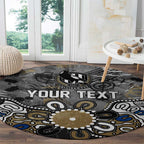 Personalized Collingwood Magpies Round Carpet Aboriginal Dot Painting Graffiti Style