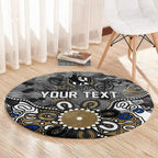 Personalized Collingwood Magpies Round Carpet Aboriginal Dot Painting Graffiti Style