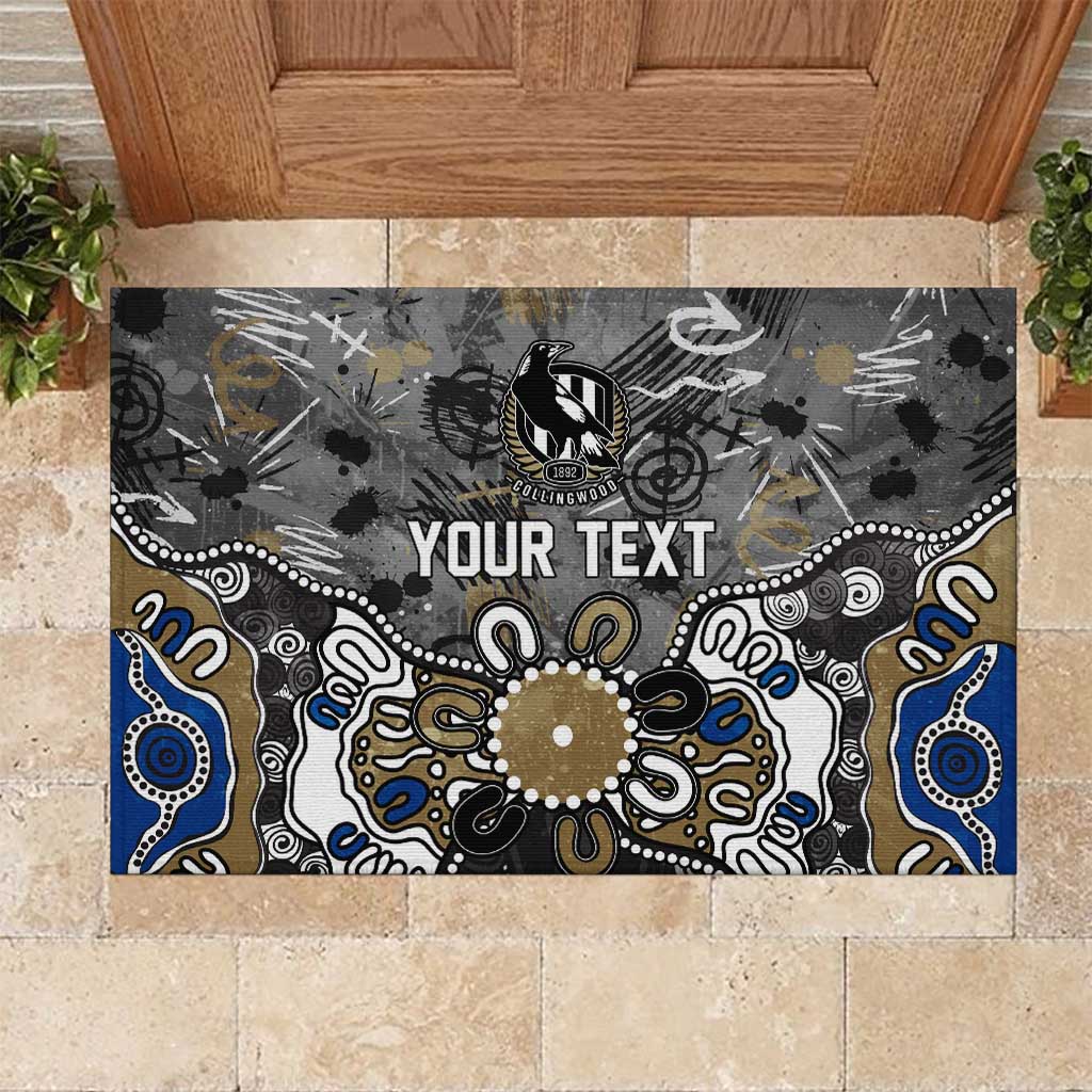Personalized Collingwood Magpies Rubber Doormat Aboriginal Dot Painting Graffiti Style