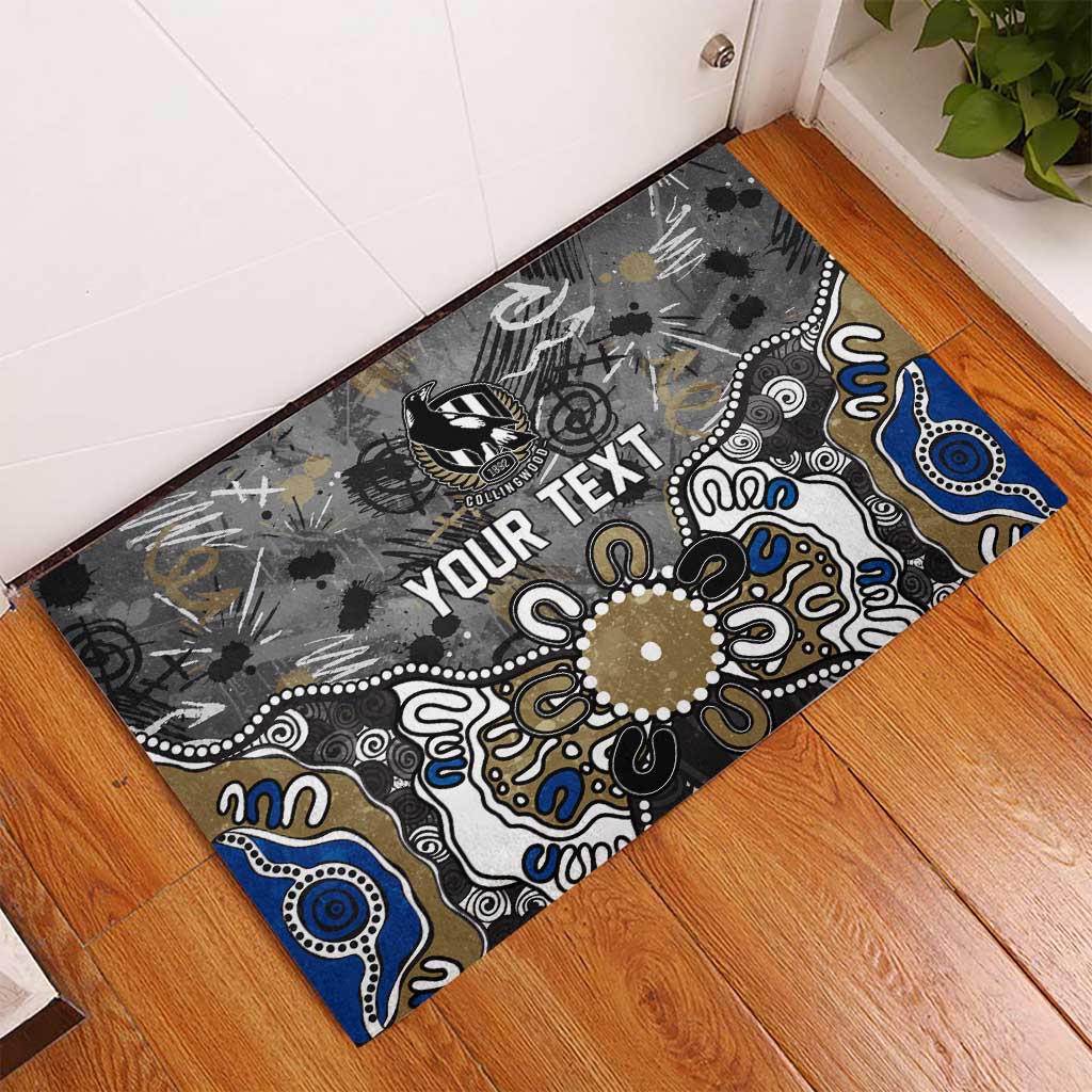 Personalized Collingwood Magpies Rubber Doormat Aboriginal Dot Painting Graffiti Style