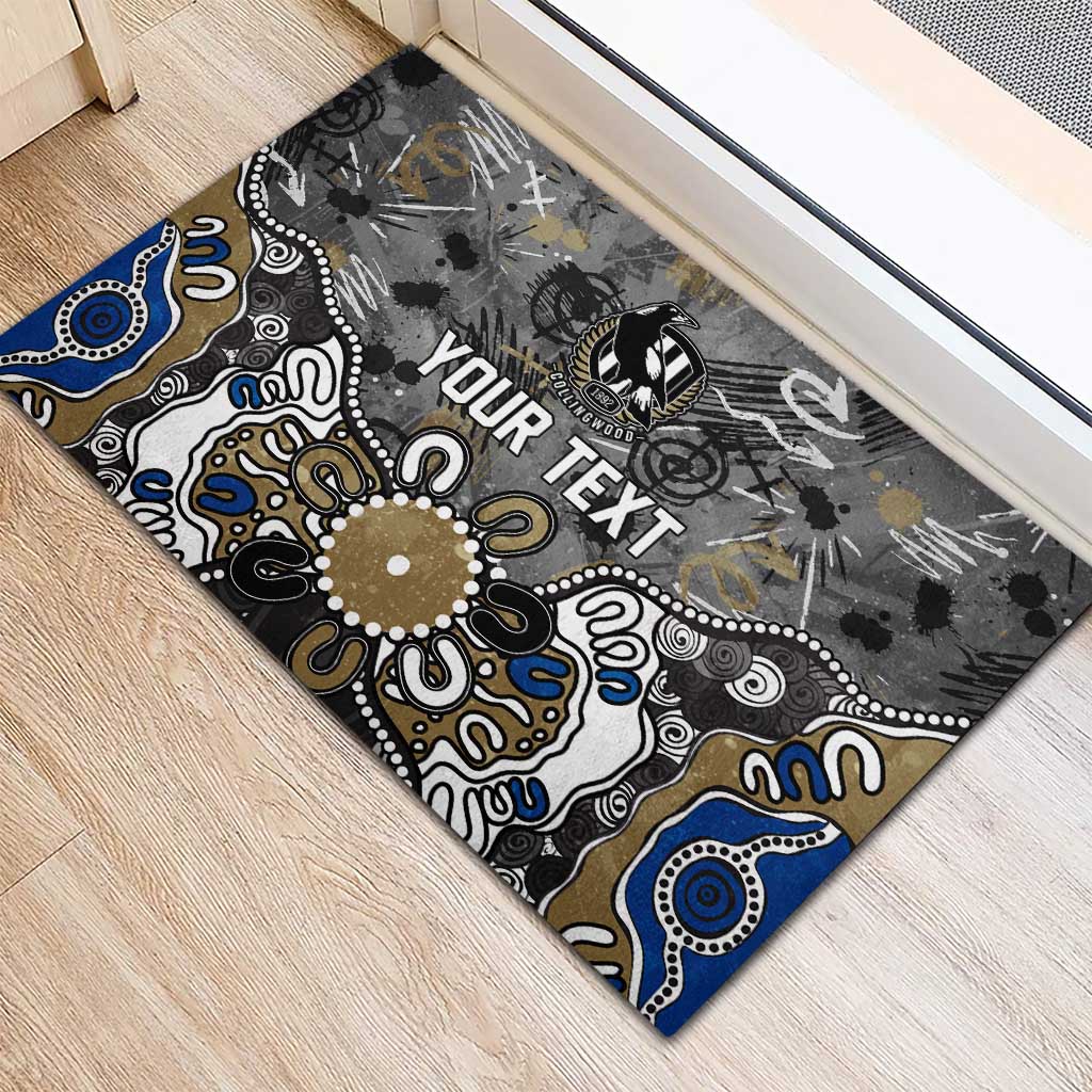 Personalized Collingwood Magpies Rubber Doormat Aboriginal Dot Painting Graffiti Style