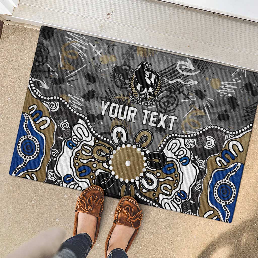 Personalized Collingwood Magpies Rubber Doormat Aboriginal Dot Painting Graffiti Style