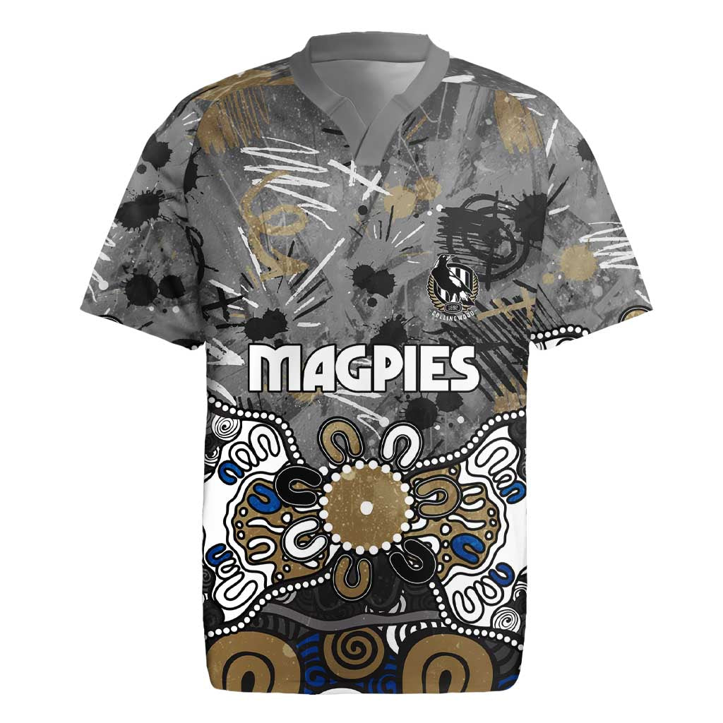 Personalized Collingwood Magpies Rugby Jersey Aboriginal Dot Painting Graffiti Style