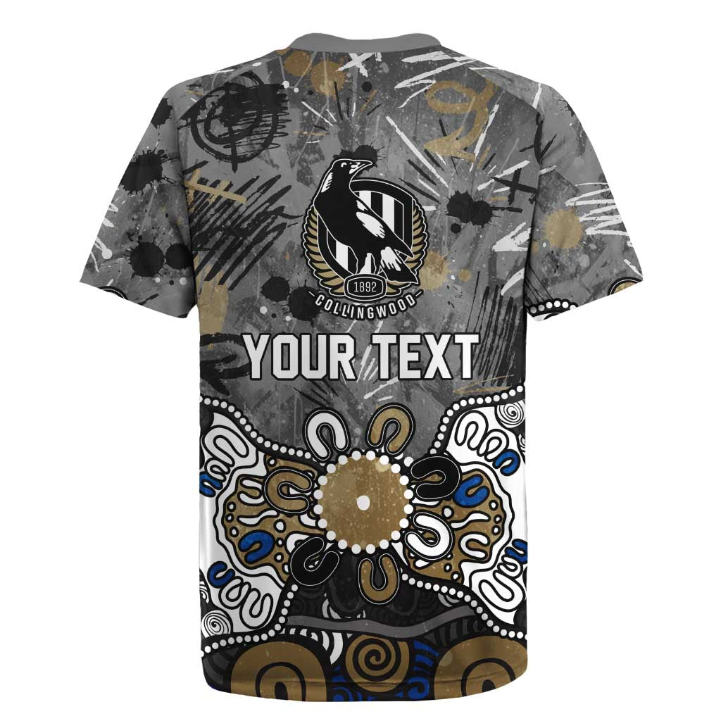 Personalized Collingwood Magpies Rugby Jersey Aboriginal Dot Painting Graffiti Style