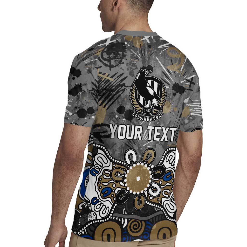 Personalized Collingwood Magpies Rugby Jersey Aboriginal Dot Painting Graffiti Style
