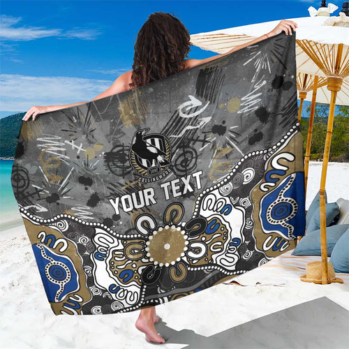 Personalized Collingwood Magpies Sarong Aboriginal Dot Painting Graffiti Style