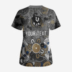Personalized Collingwood Magpies Scrub Top Aboriginal Dot Painting Graffiti Style