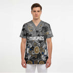Personalized Collingwood Magpies Scrub Top Aboriginal Dot Painting Graffiti Style