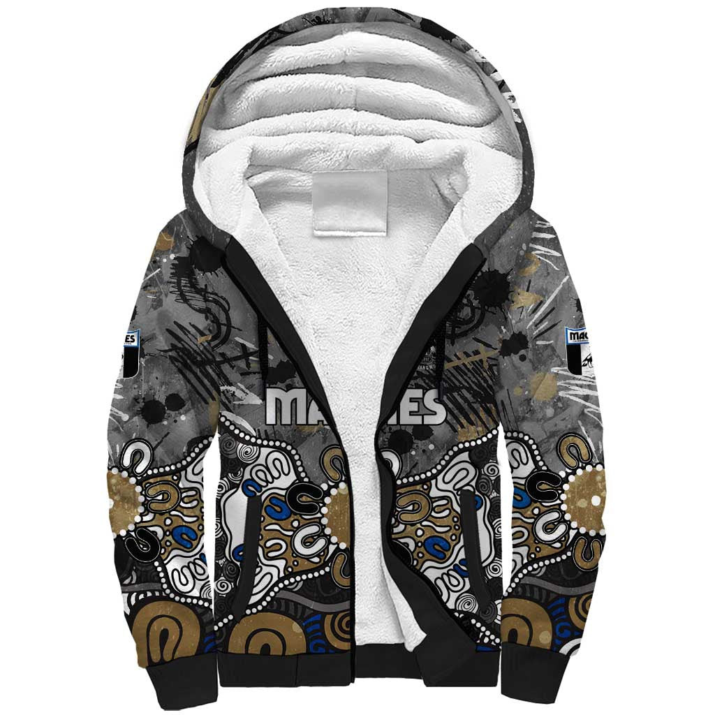 Personalized Collingwood Magpies Sherpa Hoodie Aboriginal Dot Painting Graffiti Style