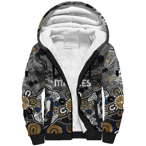 Personalized Collingwood Magpies Sherpa Hoodie Aboriginal Dot Painting Graffiti Style