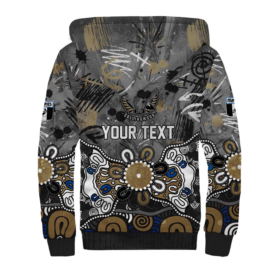 Personalized Collingwood Magpies Sherpa Hoodie Aboriginal Dot Painting Graffiti Style