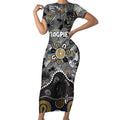 Personalized Collingwood Magpies Short Sleeve Bodycon Dress Aboriginal Dot Painting Graffiti Style