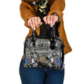 Personalized Collingwood Magpies Shoulder Handbag Aboriginal Dot Painting Graffiti Style