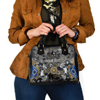 Personalized Collingwood Magpies Shoulder Handbag Aboriginal Dot Painting Graffiti Style