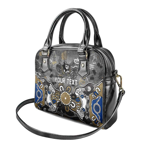 Personalized Collingwood Magpies Shoulder Handbag Aboriginal Dot Painting Graffiti Style