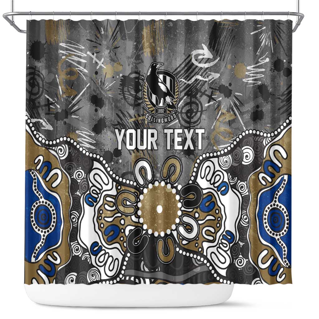 Personalized Collingwood Magpies Shower Curtain Aboriginal Dot Painting Graffiti Style