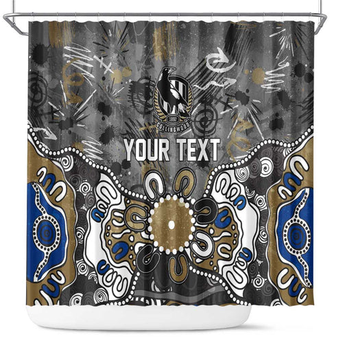 Personalized Collingwood Magpies Shower Curtain Aboriginal Dot Painting Graffiti Style
