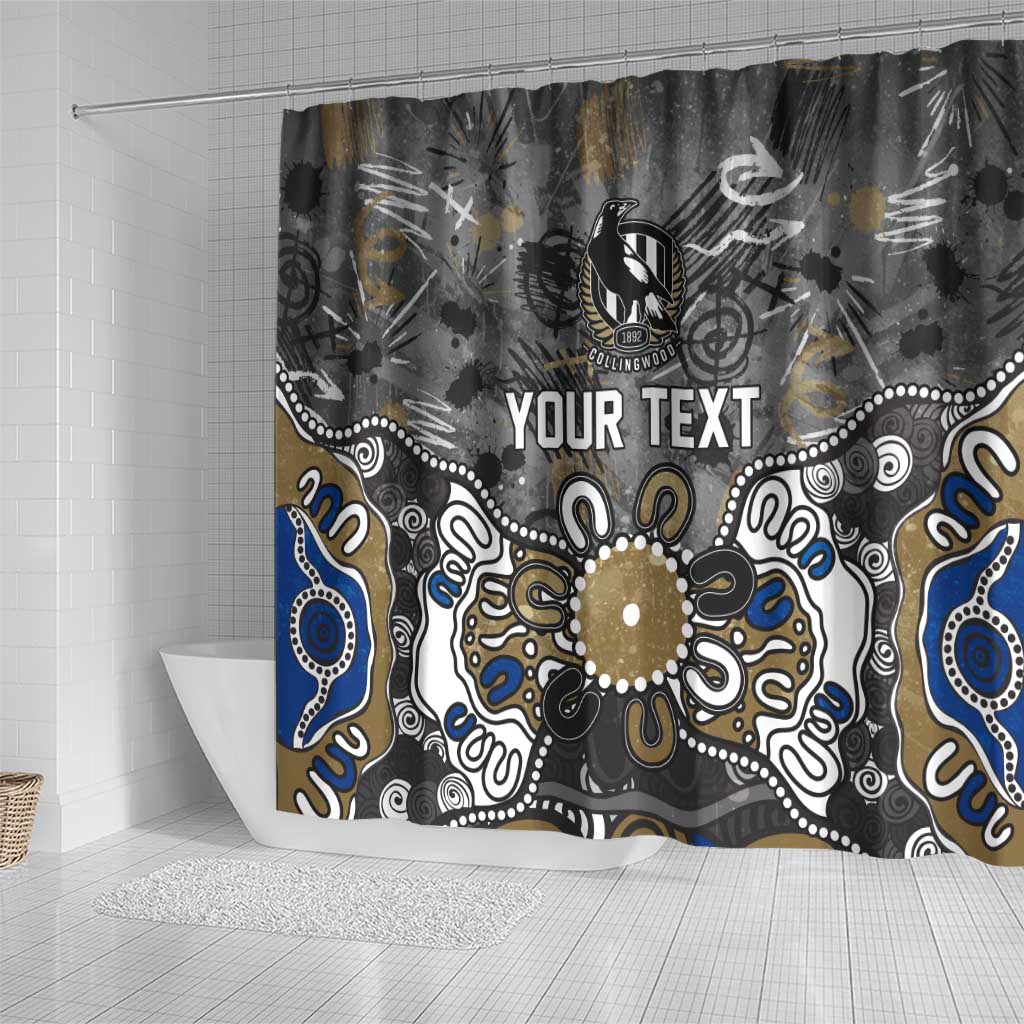Personalized Collingwood Magpies Shower Curtain Aboriginal Dot Painting Graffiti Style