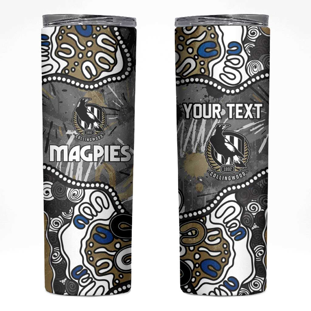 Personalized Collingwood Magpies Skinny Tumbler Aboriginal Dot Painting Graffiti Style