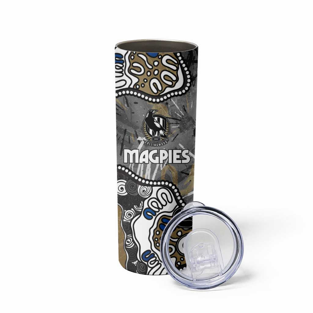 Personalized Collingwood Magpies Skinny Tumbler Aboriginal Dot Painting Graffiti Style