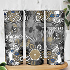 Personalized Collingwood Magpies Skinny Tumbler Aboriginal Dot Painting Graffiti Style