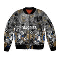 Personalized Collingwood Magpies Sleeve Zip Bomber Jacket Aboriginal Dot Painting Graffiti Style