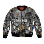 Personalized Collingwood Magpies Sleeve Zip Bomber Jacket Aboriginal Dot Painting Graffiti Style