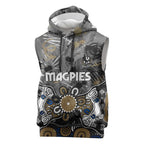 Personalized Collingwood Magpies Sleeveless Hoodie Aboriginal Dot Painting Graffiti Style