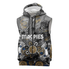 Personalized Collingwood Magpies Sleeveless Zip Hoodie Aboriginal Dot Painting Graffiti Style