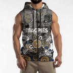 Personalized Collingwood Magpies Sleeveless Zip Hoodie Aboriginal Dot Painting Graffiti Style
