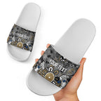 Personalized Collingwood Magpies Slide Sandals Aboriginal Dot Painting Graffiti Style