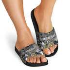 Personalized Collingwood Magpies Slide Sandals Aboriginal Dot Painting Graffiti Style