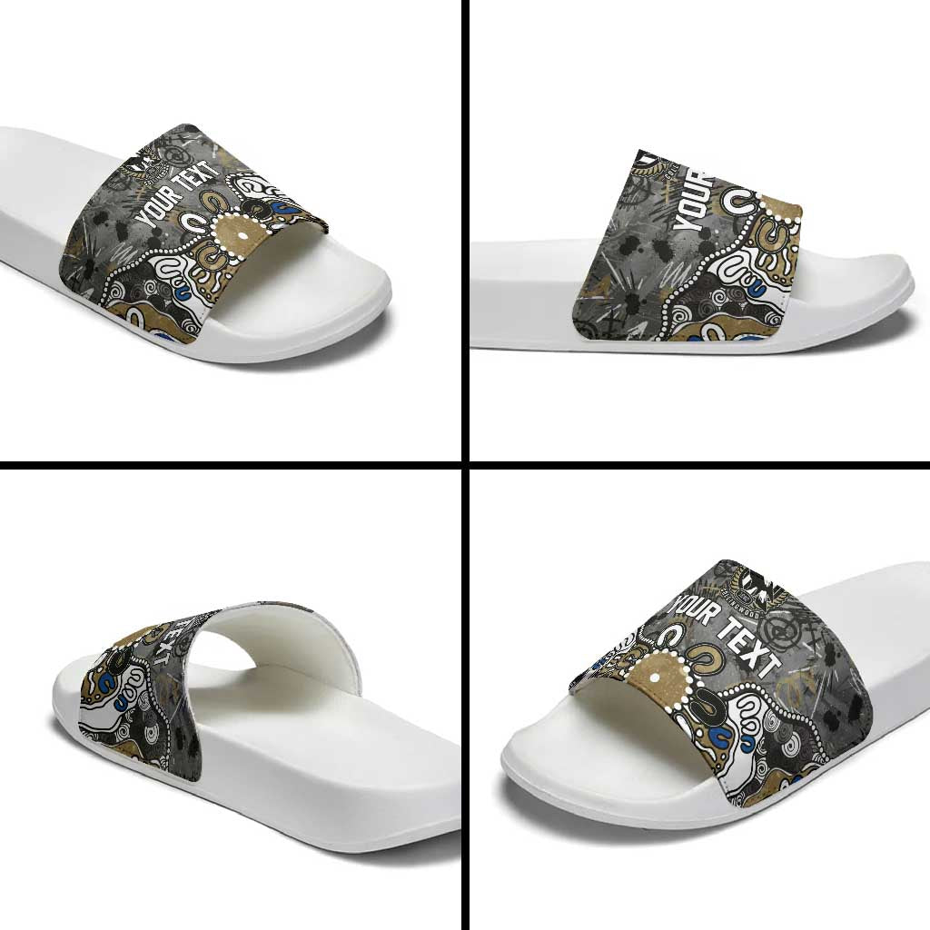 Personalized Collingwood Magpies Slide Sandals Aboriginal Dot Painting Graffiti Style