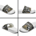 Personalized Collingwood Magpies Slide Sandals Aboriginal Dot Painting Graffiti Style