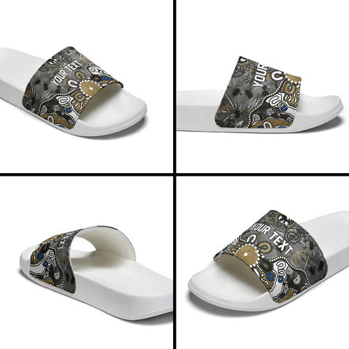 Personalized Collingwood Magpies Slide Sandals Aboriginal Dot Painting Graffiti Style