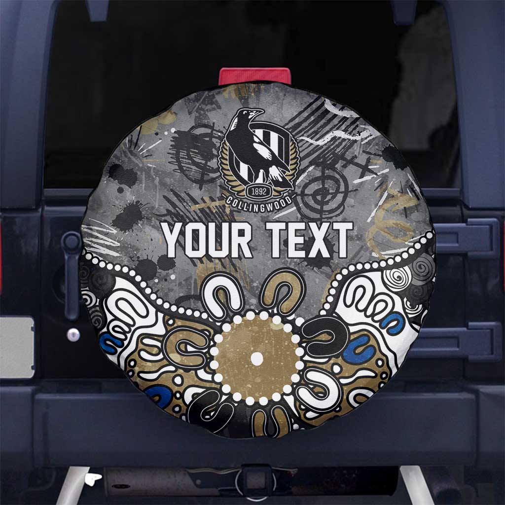 Personalized Collingwood Magpies Spare Tire Cover Aboriginal Dot Painting Graffiti Style