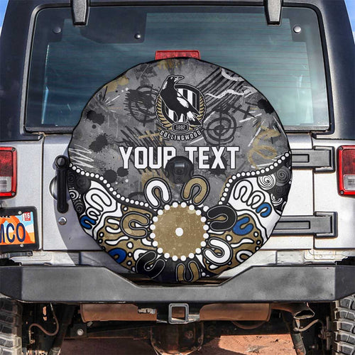 Personalized Collingwood Magpies Spare Tire Cover Aboriginal Dot Painting Graffiti Style