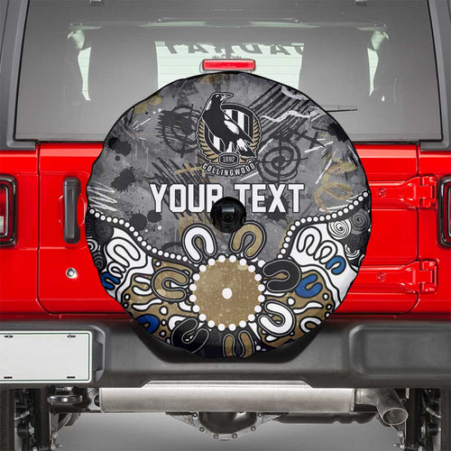 Personalized Collingwood Magpies Spare Tire Cover Aboriginal Dot Painting Graffiti Style