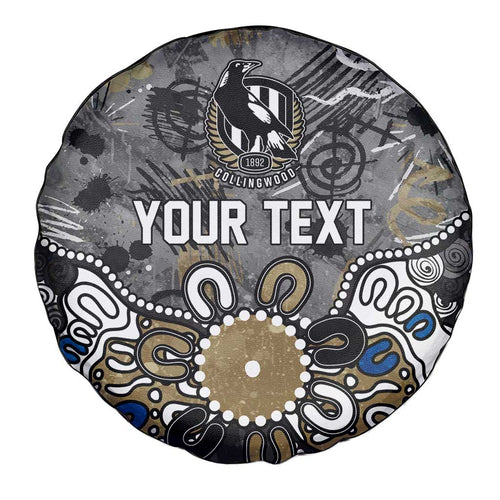 Personalized Collingwood Magpies Spare Tire Cover Aboriginal Dot Painting Graffiti Style
